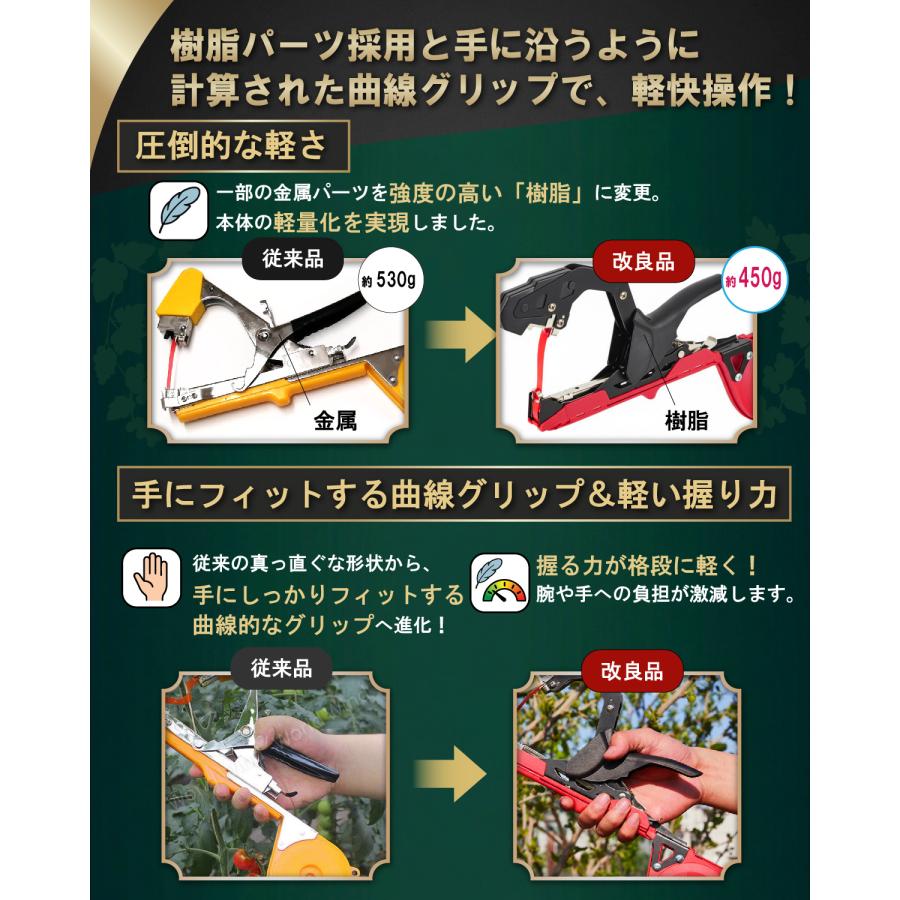 園芸用結束機 テープナー部品と互換性有 新 誘引結束機 野菜誘引 植物 誘引 ぶどう トマト キュウリ ナス 農業テープツール 家庭菜園 ガーデニング テープ針付 |  | 06