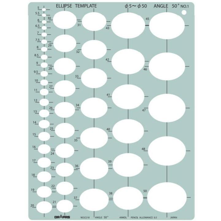 DRAPAS ドラパス テンプレート E型 楕円定規 50° No.1 No.31-E218
