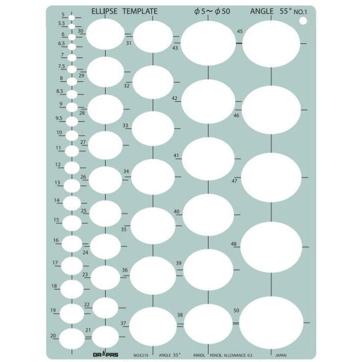 DRAPAS ドラパス テンプレート E型 楕円定規 55° No.1 No.31-E219