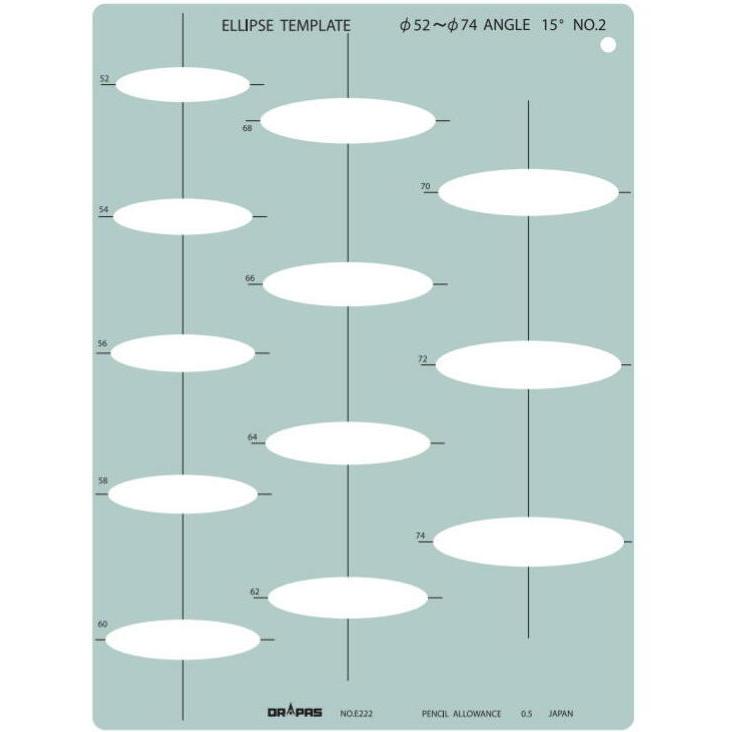 DRAPAS ドラパス テンプレート E型 楕円定規 15° No.2 No.31-E222