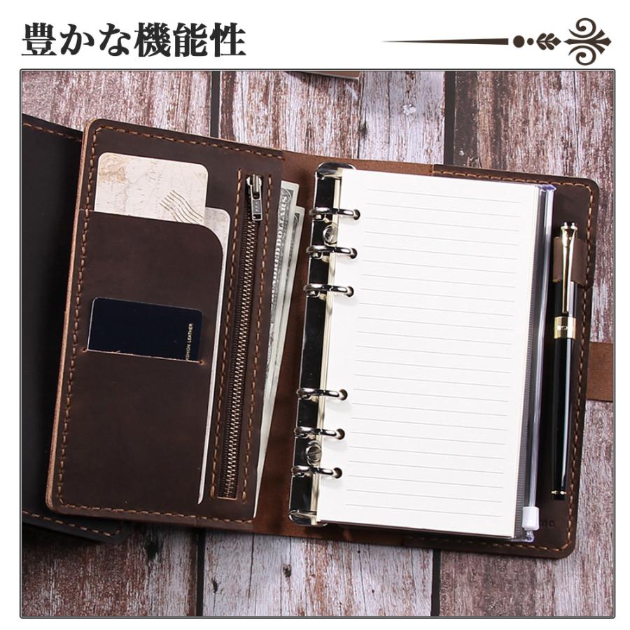システム手帳 A6 本革 手作り レザー ノートカバー オリジナル ノート メモ帳 カード収納 ビジネス オフィス用品 プレゼント バレンタイン Roterdon 6003 Wowlomo Shop 通販 Yahoo ショッピング