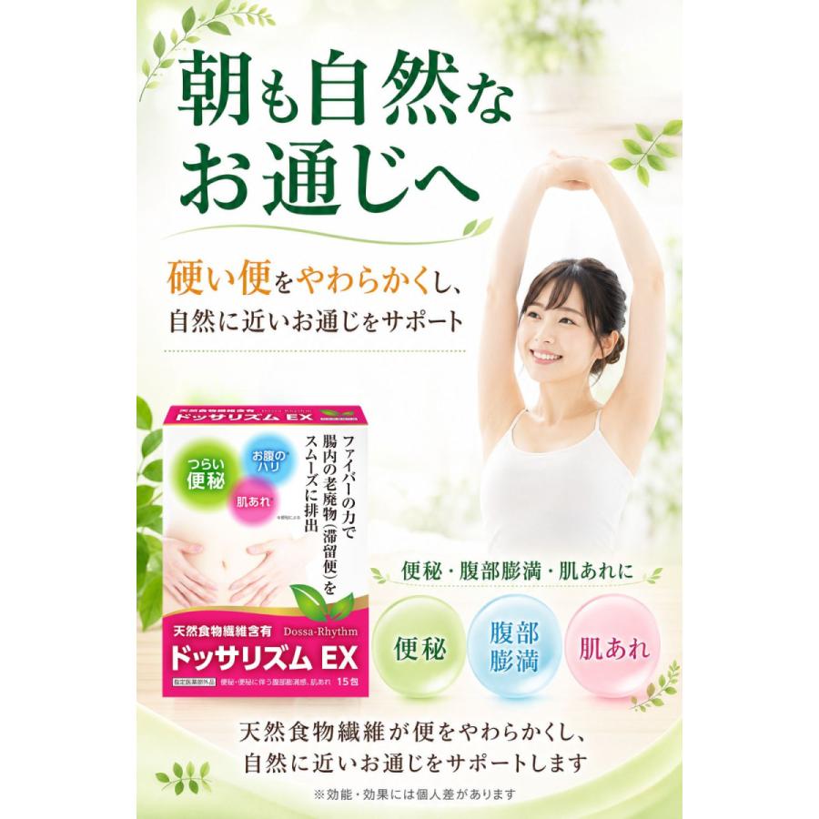 便秘薬 非刺激性 お腹が痛くなりにくい ドッサリズムEX 15包 食物繊維 生薬 タイソウ配合 便秘 コロコロ便 お腹の張り 腹部膨満感 肌荒れ 個包装 指定医薬部外品 | ドッサリズム | 11