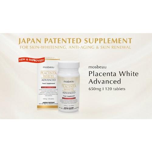 Placenta Extract Gel 2x Mosbeau Placenta White Advanced Supplement - 120  Tablets Each, Whitening & Anti-Aging Horse Placental Protein Supplement