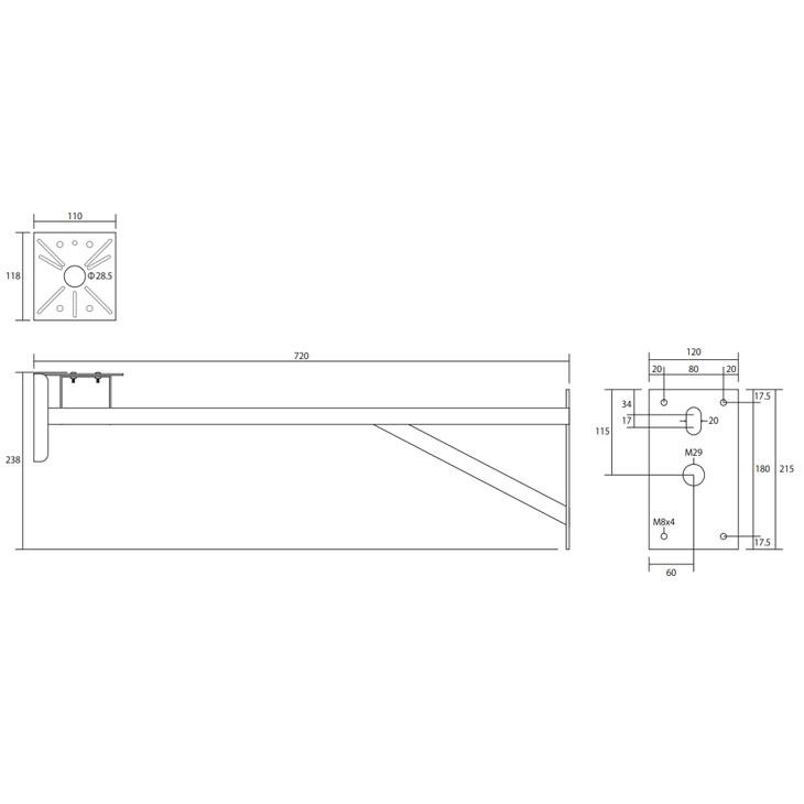 バレットタイプ防犯カメラ対応　屋外用壁面ロングブラケット |  | 03