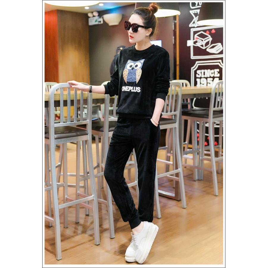 ベロア セットアップ レディース ジャージ上下 スウェット上下 スポーツウェア スエット上下セット ルームウェア 部屋着 パジャマ レディース 秋冬 F-1016 |  | 06