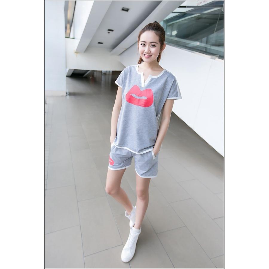 ルームウェア レディース スポーツウェア セットアップ 大きいサイズ ジャージ スウェット 上下セット 半袖 春夏 2点セット おしやれ 部屋着 F-763 |  | 03