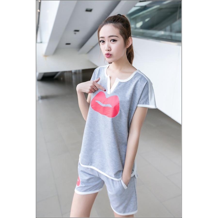 ルームウェア レディース スポーツウェア セットアップ 大きいサイズ ジャージ スウェット 上下セット 半袖 春夏 2点セット おしやれ 部屋着 F-763 |  | 06