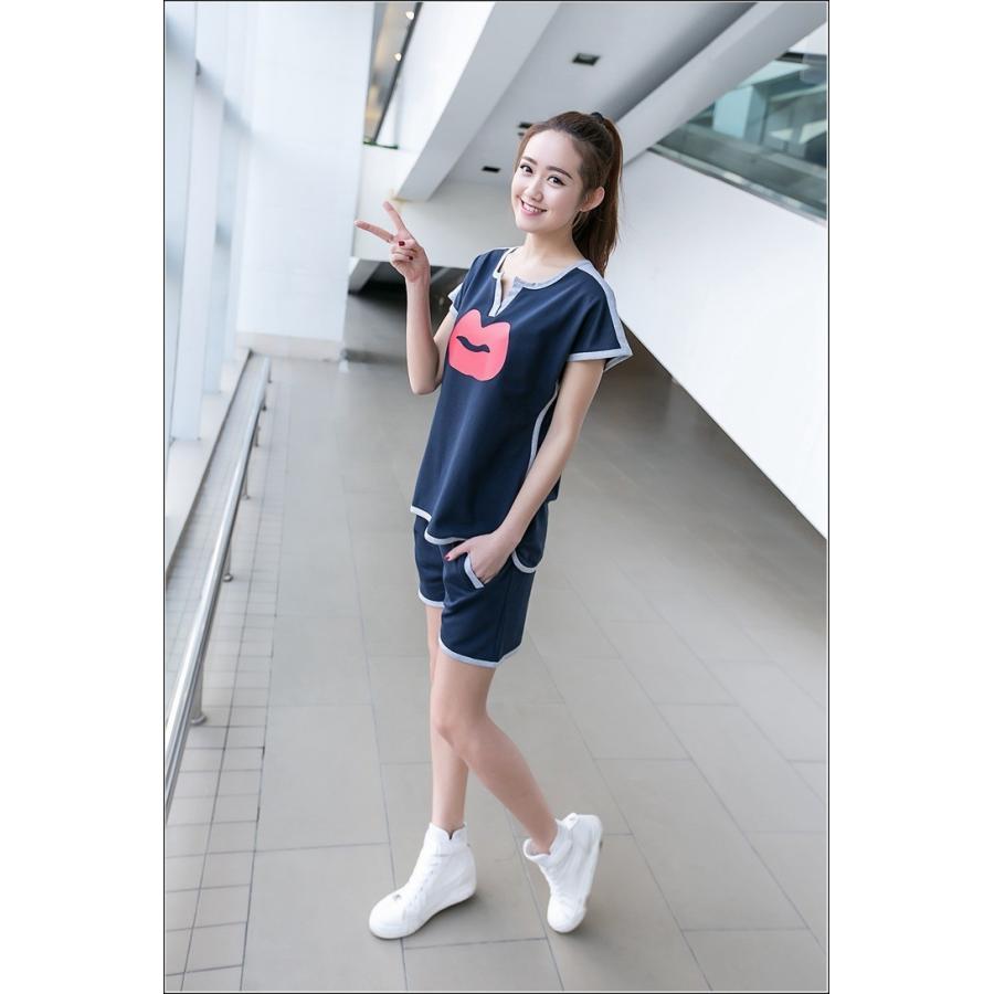 ルームウェア レディース スポーツウェア セットアップ 大きいサイズ ジャージ スウェット 上下セット 半袖 春夏 2点セット おしやれ 部屋着 F-763 |  | 09