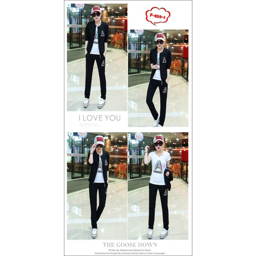 スウエット 3点セット スポーツウエア レディース ジャージ 上下 スウェット上下 セットアップ ルームウェア スポーツ スエットパンツ トレーニングウェア F-859 |  | 05