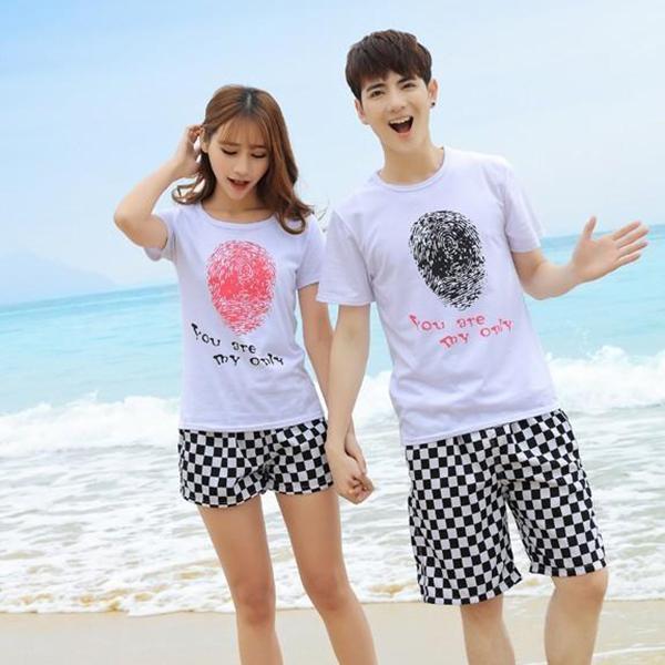 セットアップ レディース メンズ Tシャツ ハーフパンツ 2点セット ペアパジャマ ルームウェア ペアルック カップル 海 上下セット 夏 夏服 春 F 961 宅配便送料無料