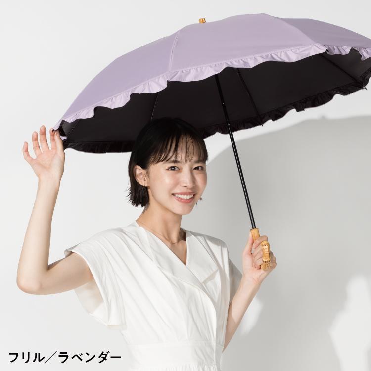 日傘 折りたたみ傘 2way 長折兼用 長傘 UVO 2段折 55cm ミニ 遮光率100% 晴雨兼用 レディース 完全遮光 耐久性 8本骨 バンブーハンドル ウーボ 公式の画像