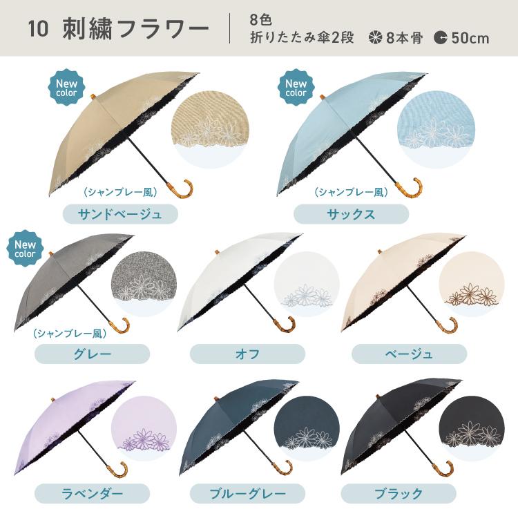 日傘 折りたたみ傘 2way 長折兼用 長傘 UVO 2段折 遮光率100% 晴雨兼用 レディース 完全遮光 耐久性 8本骨 バンブーハンドル ウーボ 公式の画像