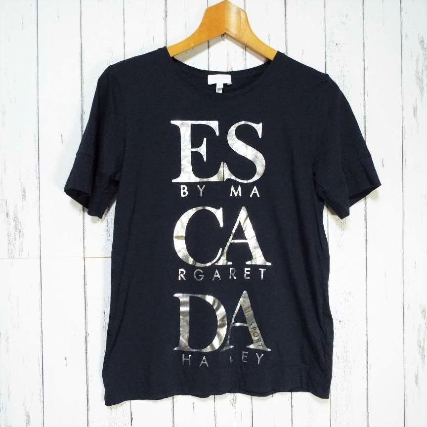 美品】エスカーダ-ESCADA-プリントビーズデザインカットソー