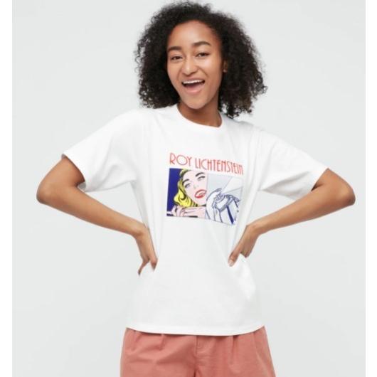 【60年代のポップアート】未使用　ロイ・リキテンスタイン（Roy Lichtenstein）ユニクロ  半袖Tシャツ｜作品：Girl at Piano（1963年）｜レディースサイズ：3XL｜wpeace｜06