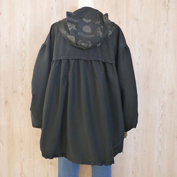 くしゅ袖の撥水ブルゾン F ロゴ 黒 わちふぃーど ダヤン : わちふぃー