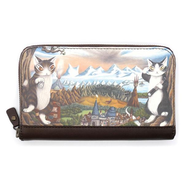 わちふぃーるど オリジナル革版画　ぼくやってみるよ！　受注生産品　ダヤン わちふぃーるど（WachiField） アートラウンド財布 ぼくらの旅 ダヤン