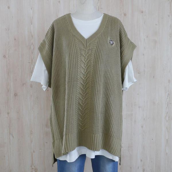 ニットベスト F ほおづえWFカーキ わちふぃーど ダヤン : わちふぃ  