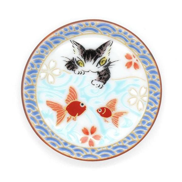 九谷焼姫皿とお香セット 金魚 わちふぃーるど ダヤン ねこ : わちふぃ