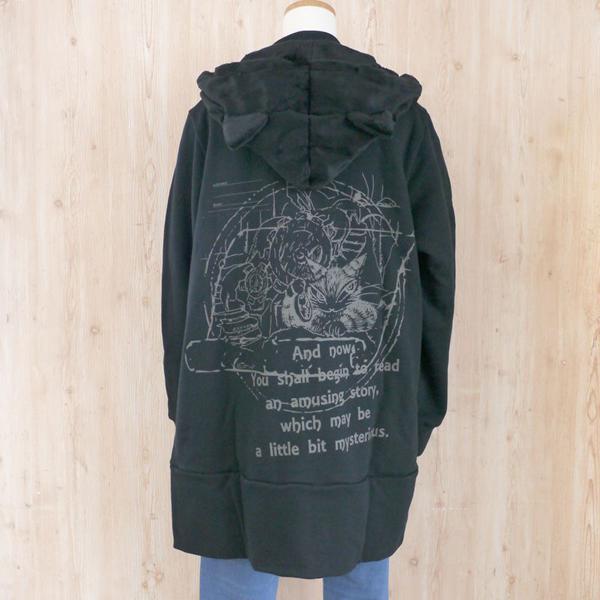 わちふぃーるど（WachiField） 猫耳ボアマフカーデJK F ロゴ 黒 わ