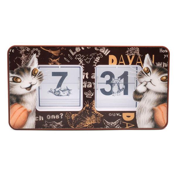 パタパタクロック ねどこ・茶 わちふぃーるど ダヤン ネコ : わちふぃ