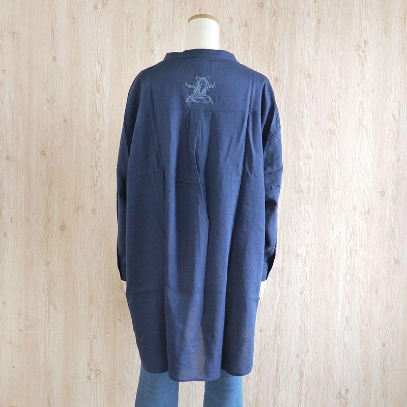 わちふぃーるど（WachiField） 衿刺繍シャツチュニック F 星座 紺 わ