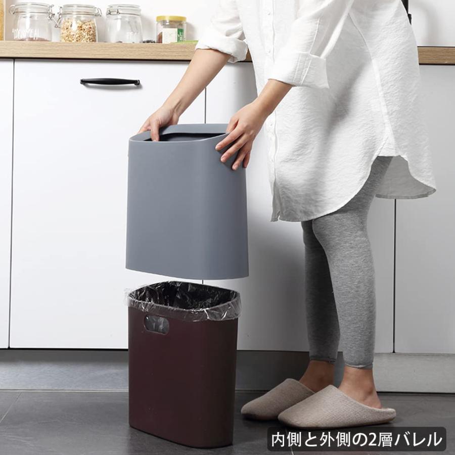 ゴミ箱 フタなし 10L おしゃれ シンプル コンパクト スリム ごみ箱 省スペース キッチン、リビングルーム、トイレ、室内、洗面所用 （白い）｜wpiastore｜06