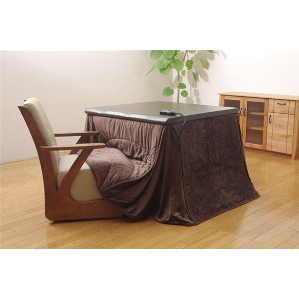 こたつ布団/こたつ掛け布団 【長方形 ハイタイプ 高い ブラウン 205×235cm】 洗える ウォッシャブル マイクロファイバー 最高の手触り 〔リビング ダイニング〕 茶 こたつ布団/こたつ掛け布団 〔長方形 ハイタイプ ブラウン 205×235cm