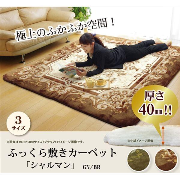 ラグマット じゅうたん カーペット 敷き物 /こたつ敷布団 【グリーン 約195×245cm】 日本製 国産 固綿40mm使用 弾力性抜群 ふっくら極厚敷布団 〔リビング〕 緑 送料無料 ラグマット/こたつ敷布団 〔グリーン 約195×245cm〕 日本製固綿40mm