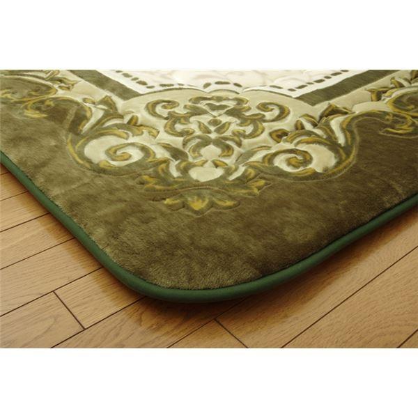 ラグマット/こたつ敷布団 〔グリーン 約195×245cm〕 日本製固綿40mm