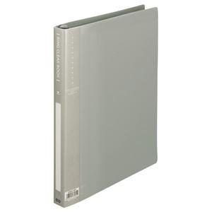（まとめ） TANOSEE リングクリヤーブック（クリアブック） A4タテ 30穴 10ポケット付属 背幅25mm グレー 1冊 〔×10セット〕