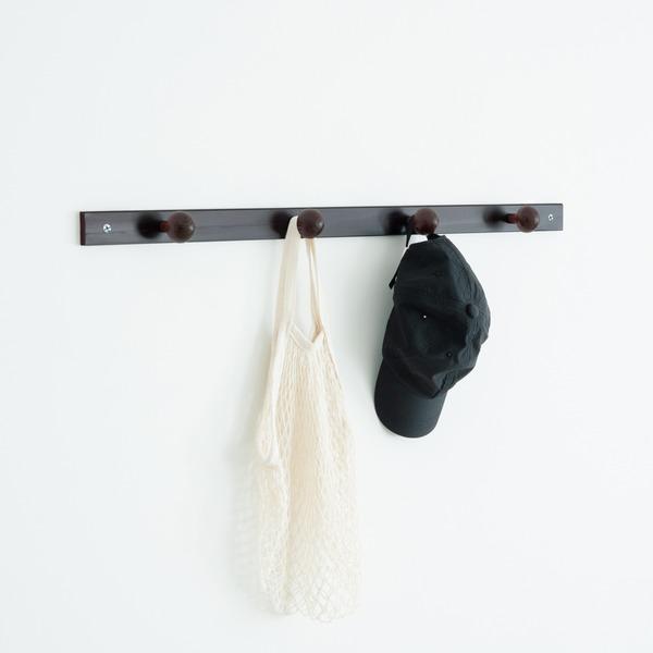 〔30本セット〕コートハンガー〔4玉〕 (ブラウン/茶) 幅85cm 壁掛けフック/木製(天然木)/北欧風/ウォールハンガー/コート掛け/帽子掛け/省スペース/業務用/完...