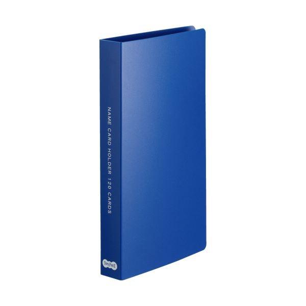 （まとめ）TANOSEE 名刺ホルダー 固定式コンパクト 120名用 ヨコ入れ ブルー 1冊 〔×30セット〕