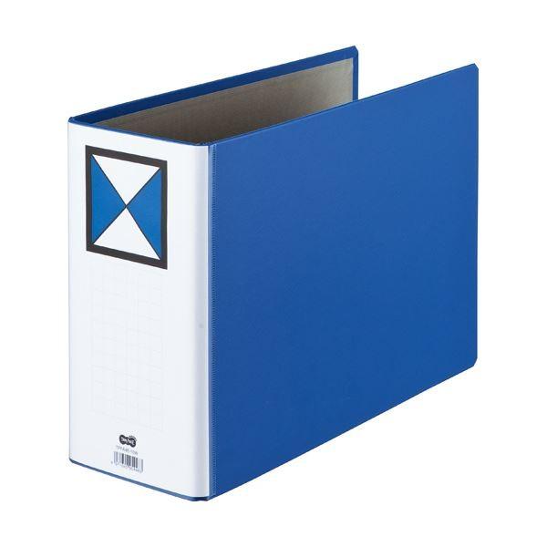 両開きパイプ式ファイル A4-E 100mmとじ 青 〔×10セット〕