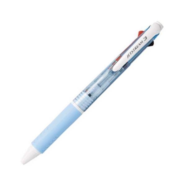(まとめ) 三菱鉛筆 3色ボールペン ジェットストリーム 0.7mm （軸色 水色） SXE340007.8 1本 〔×30セット〕