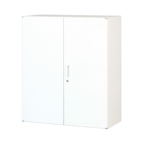 スチール書庫/ブックシェルフ 〔両開き戸 ホワイト〕 幅90cm スチール 