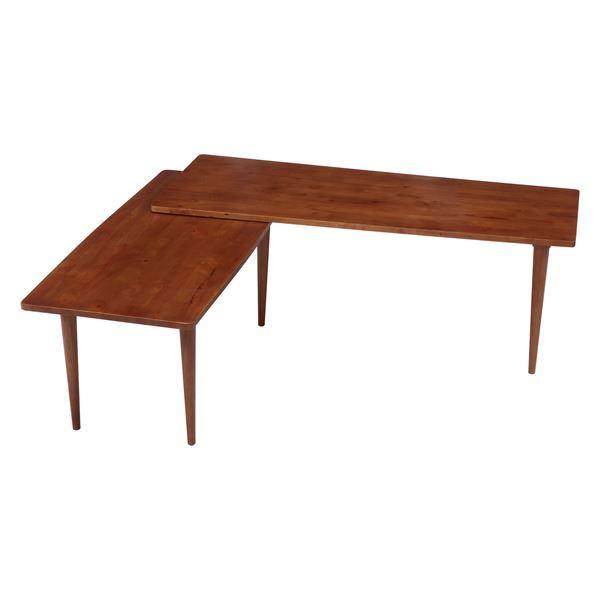 センターテーブル ローテーブル 幅122cm ミディアムブラウン 木製 回転