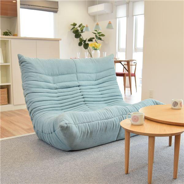 リクライニングソファー/座椅子 〔2人掛け用 エメラルド〕 幅134cm