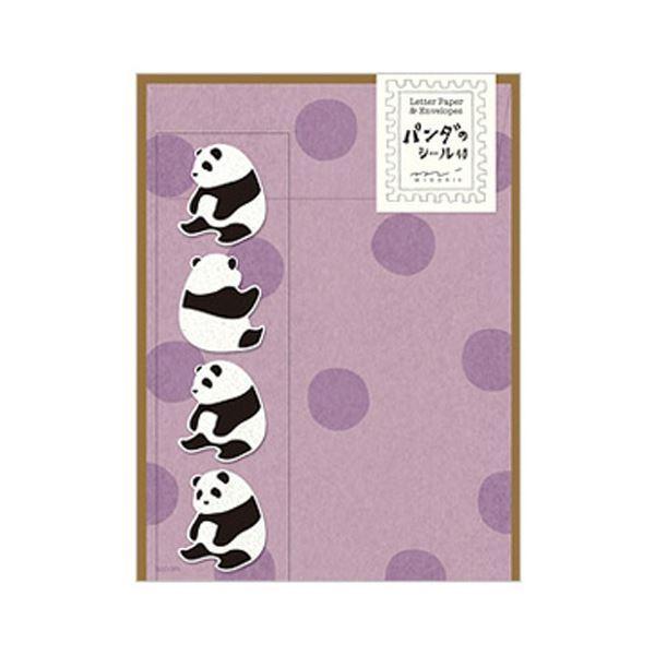 (まとめ) ミドリ レターセット パンダ柄 シール付 86396006 1セット(5パック) 〔×3セット〕
