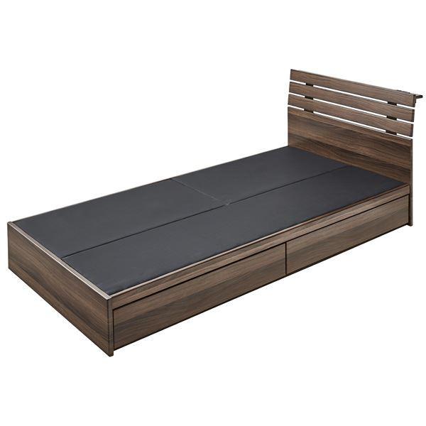 ベッド 寝具 約幅99cm ブラウン 引き出し付き 宮付き 組立品 マットレス別売 ベッドフレーム ベッドルーム 寝室 引越し〔代引不可〕