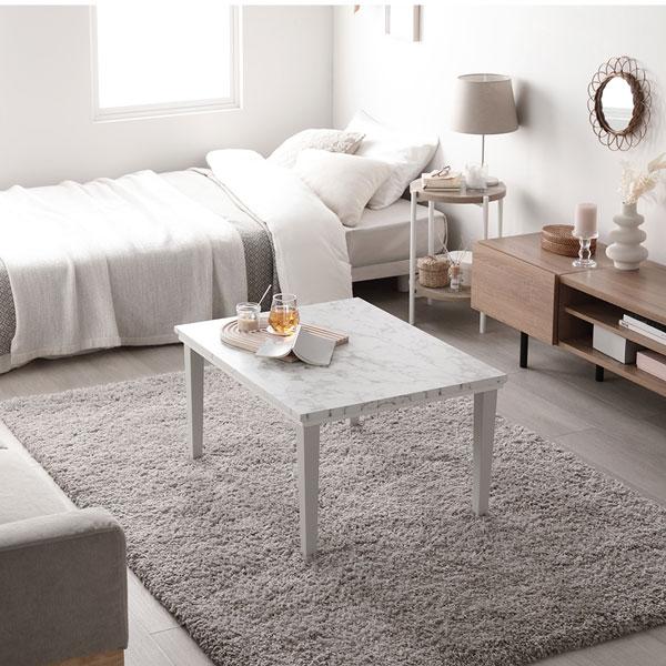 こたつ テーブル 単品 約75×60cm 大理石調 ストーンホワイト 脚