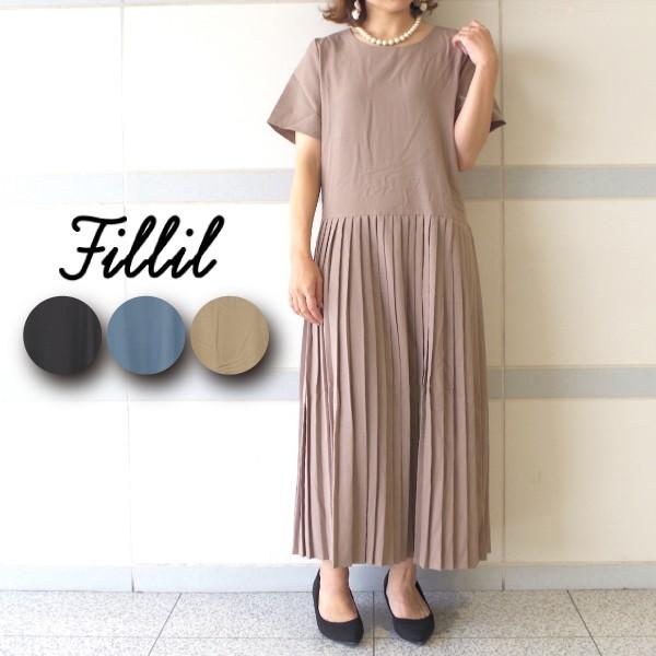 Fillil プリーツ切替半袖ワンピース イチオク 5264 Ekk W Pocket 通販 Yahoo ショッピング