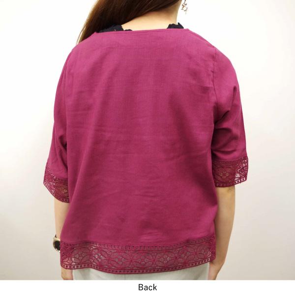 レース切替七分袖ブラウス 【PAGE ONE ページワン】 グロリア |  | 06