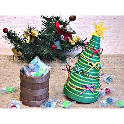 紙バンド手芸トライアルキット　クリスマスツリーの小物入れセット｜wrapfun