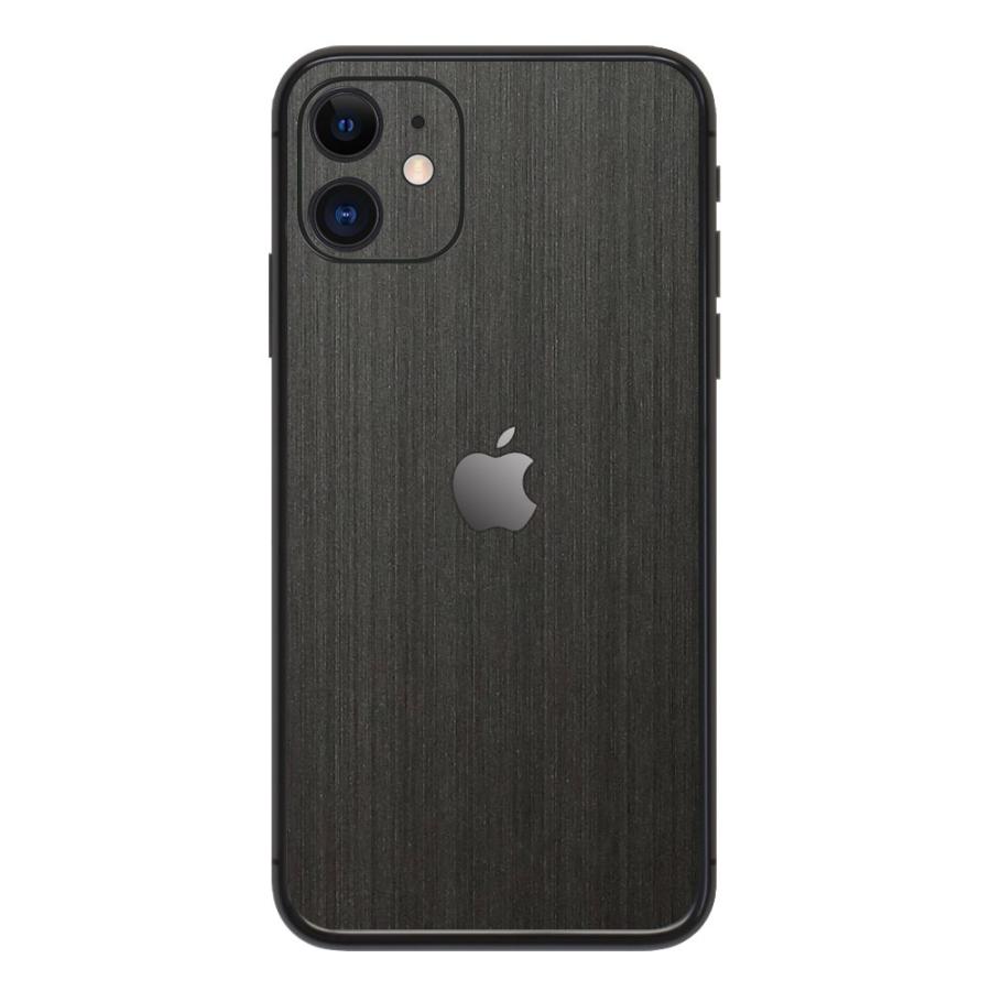 iPhone11 / 11 Pro / 11 Pro Max スキンシール 背面 シール ケース 保護 フィルム wraplus ブラックブラッシュメタル | Apple | 01