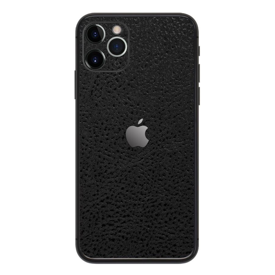 iPhone11 / 11 Pro / 11 Pro Max スキンシール 背面 シール ケース 保護 フィルム wraplus ブラック光沢レザー | Apple