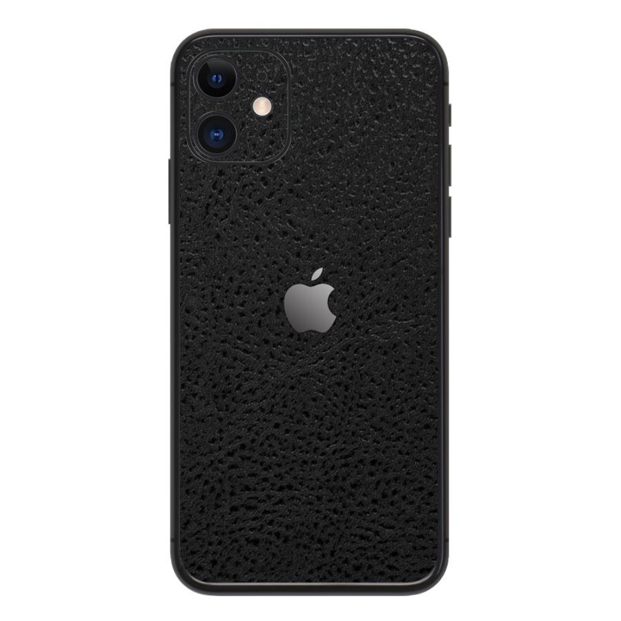 iPhone11 / 11 Pro / 11 Pro Max スキンシール 背面 シール ケース 保護 フィルム wraplus ブラック光沢レザー | Apple | 01