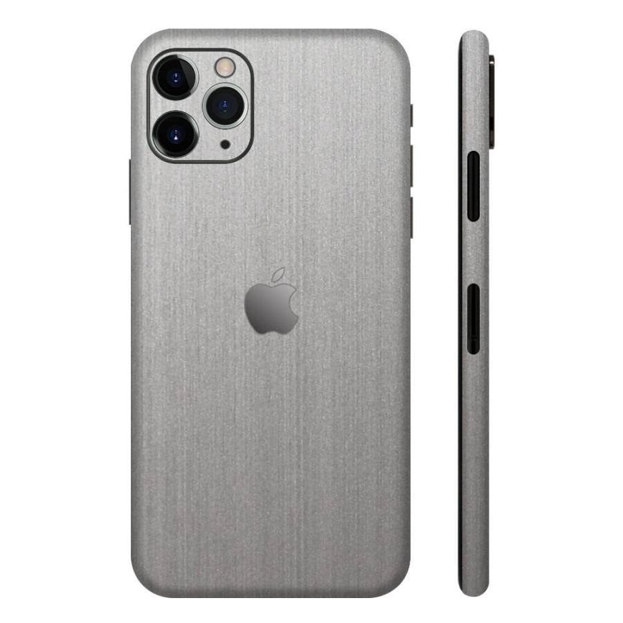 iPhone11 / 11 Pro / 11 Pro Max スキンシール 全面 背面 側面 シール ケース 薄い wraplus シルバーブラッシュメタル | Apple