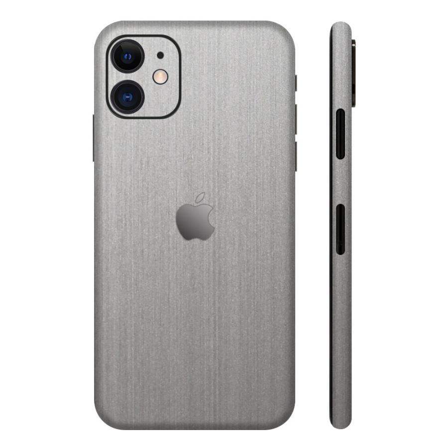 iPhone11 / 11 Pro / 11 Pro Max スキンシール 全面 背面 側面 シール ケース 薄い wraplus シルバーブラッシュメタル | Apple | 01