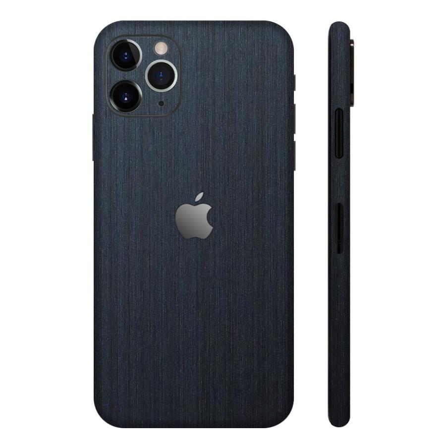 iPhone11 / 11 Pro / 11 Pro Max スキンシール 全面 背面 側面 シール ケース 薄い wraplus ネイビーブラッシュメタル | Apple