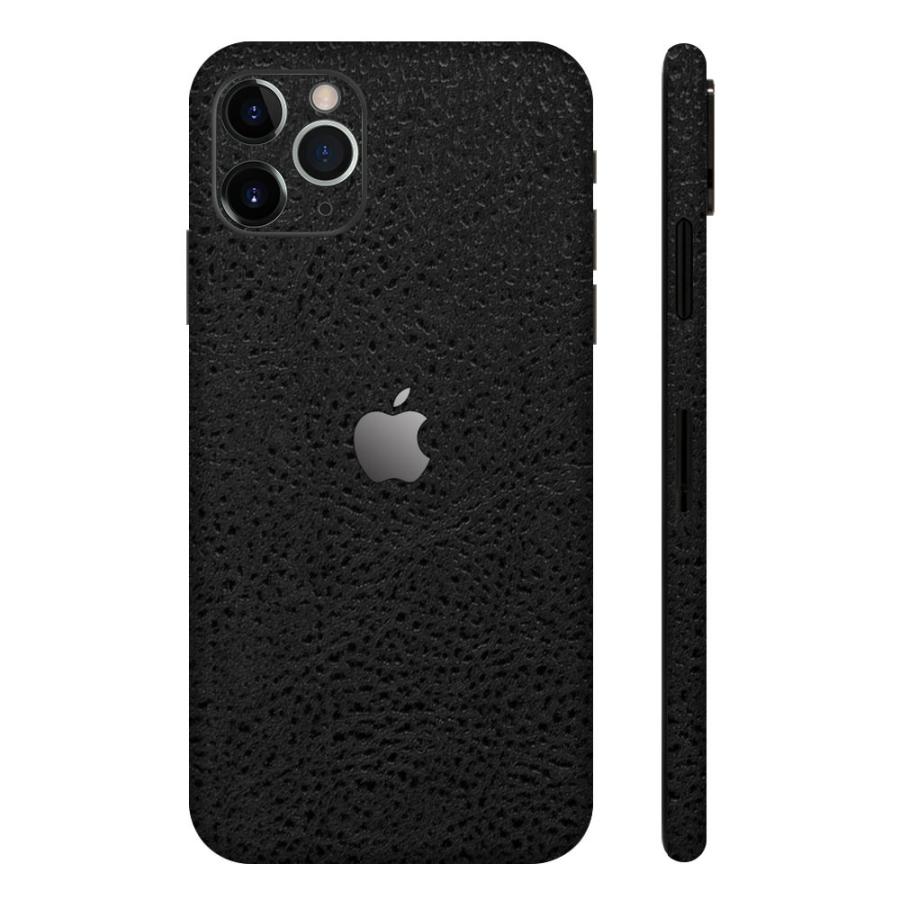 iPhone11 / 11 Pro / 11 Pro Max スキンシール 全面 背面 側面 シール ケース 薄い wraplus ブラック光沢レザー | Apple